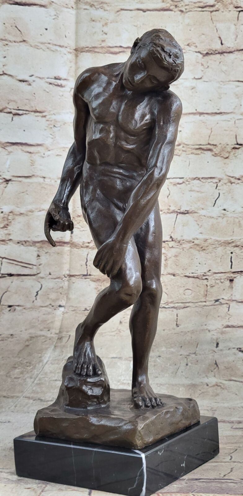 Elegant Nude Male Rodin Age of Bronze Marble Statue Sculpture German Art Gallery