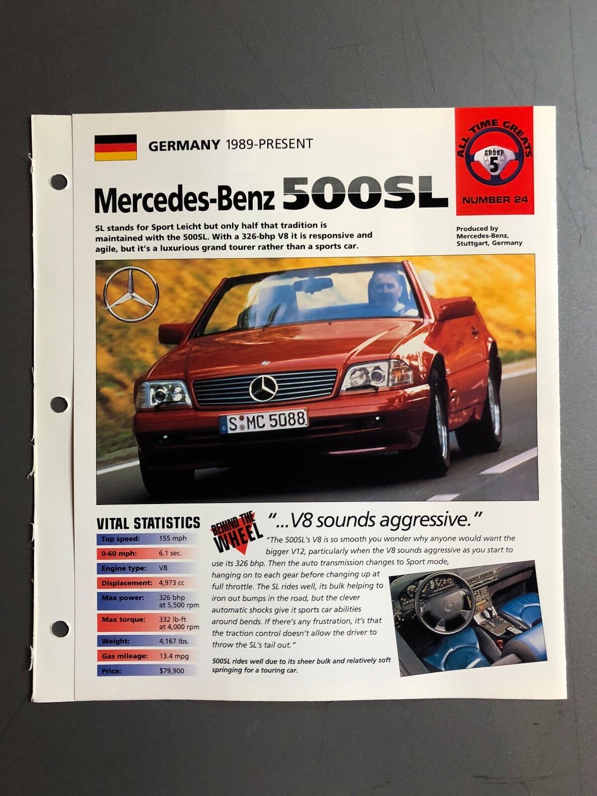 1989 Mercedes-Benz 500 SL IMP \