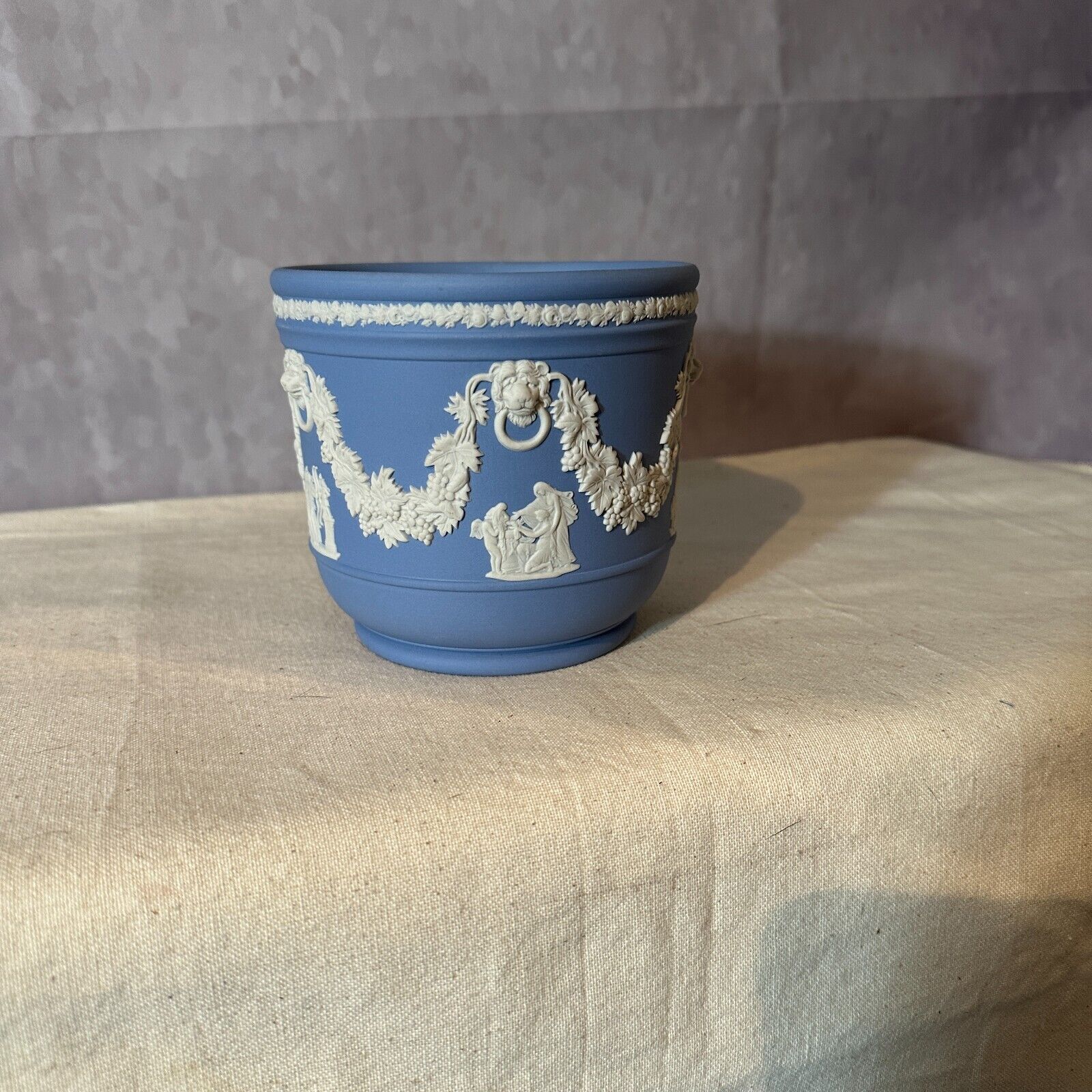 Wedgwood Blue Jasperware Planter / Cache Pot Made in England