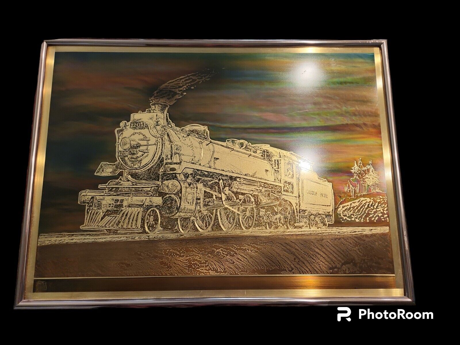 Rare Vintage Brass Train Art, 11.5\