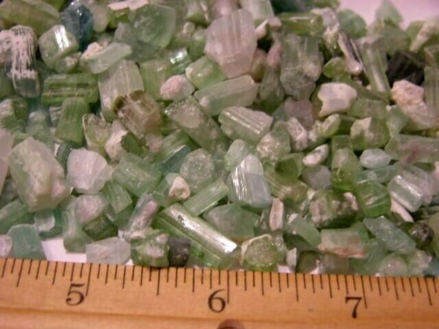 Tourmaline crystal mine rough greens mixed grade Afghanistan 2 ounce lots