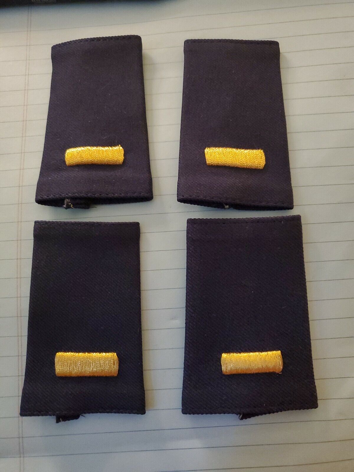 2 Pair US Air Force Shoulder Marks Epaulets 2nd Lieutenant Small Size Blue Gold