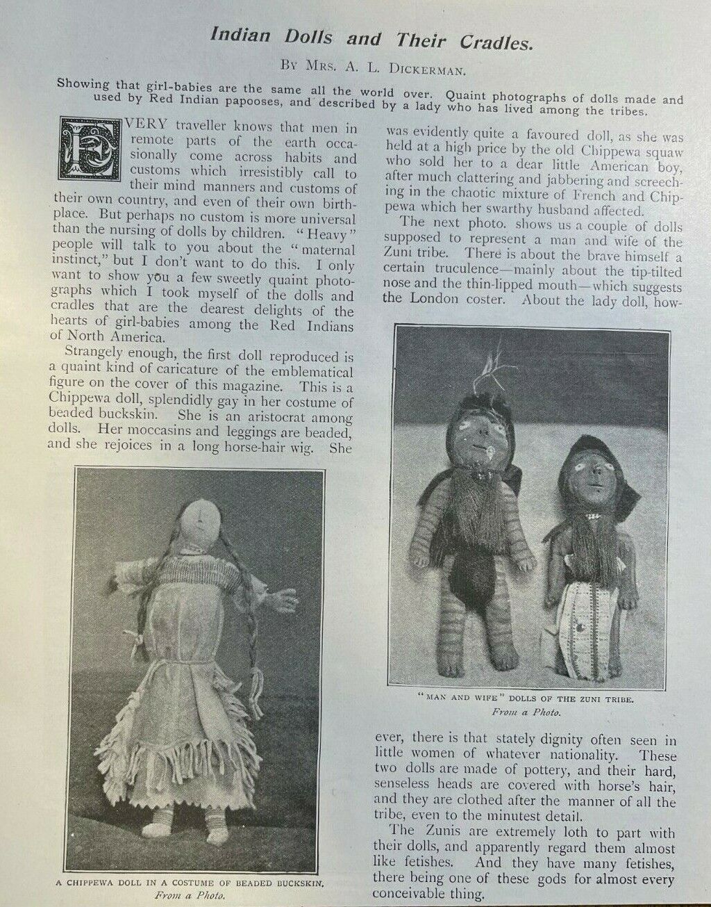 1898 American Indian Dolls and Their Cradles illustrated