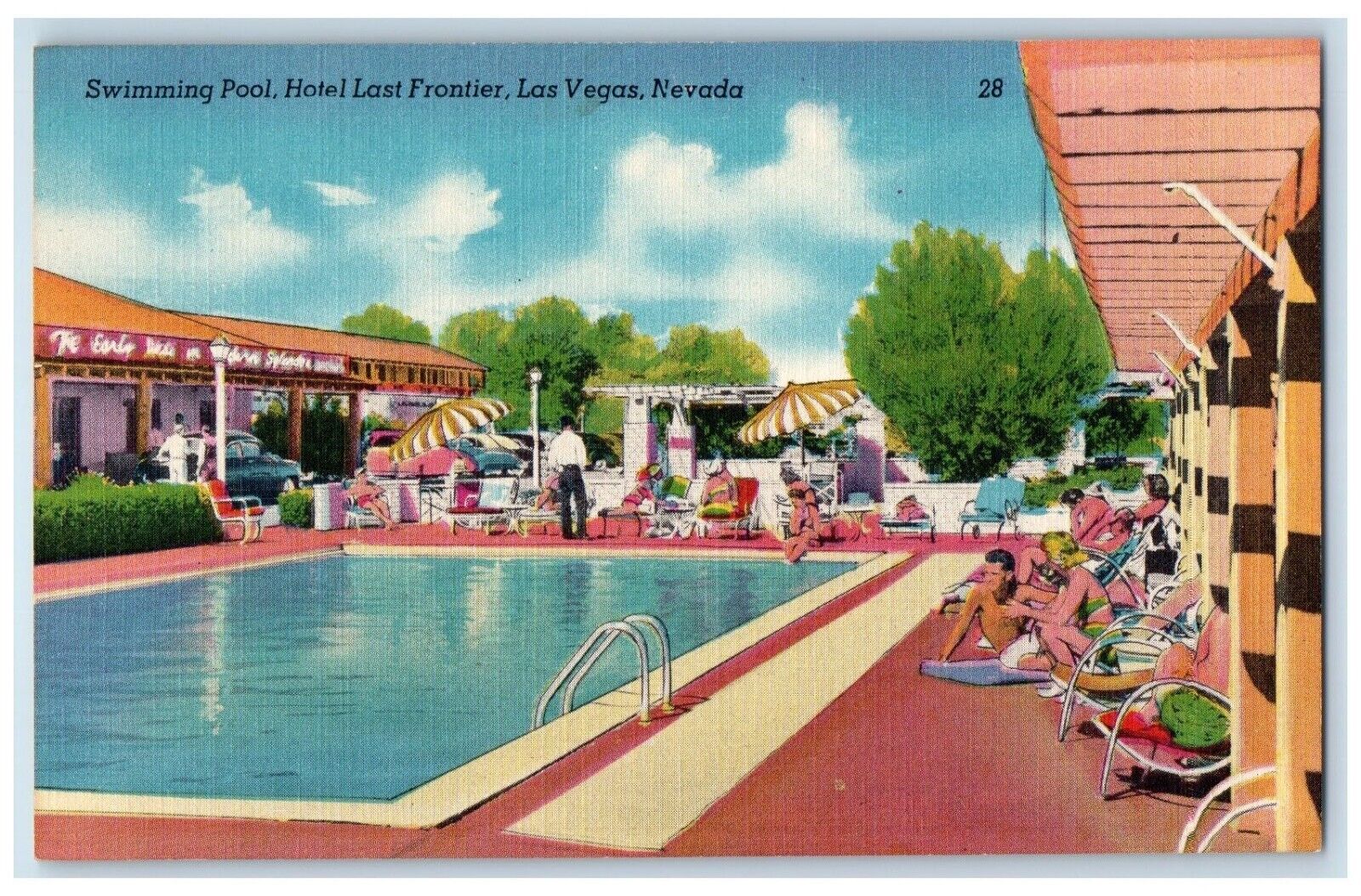 c1940’s Swimming Pool Hotel Last Frontier Las Vegas Nevada NV Vintage Postcard