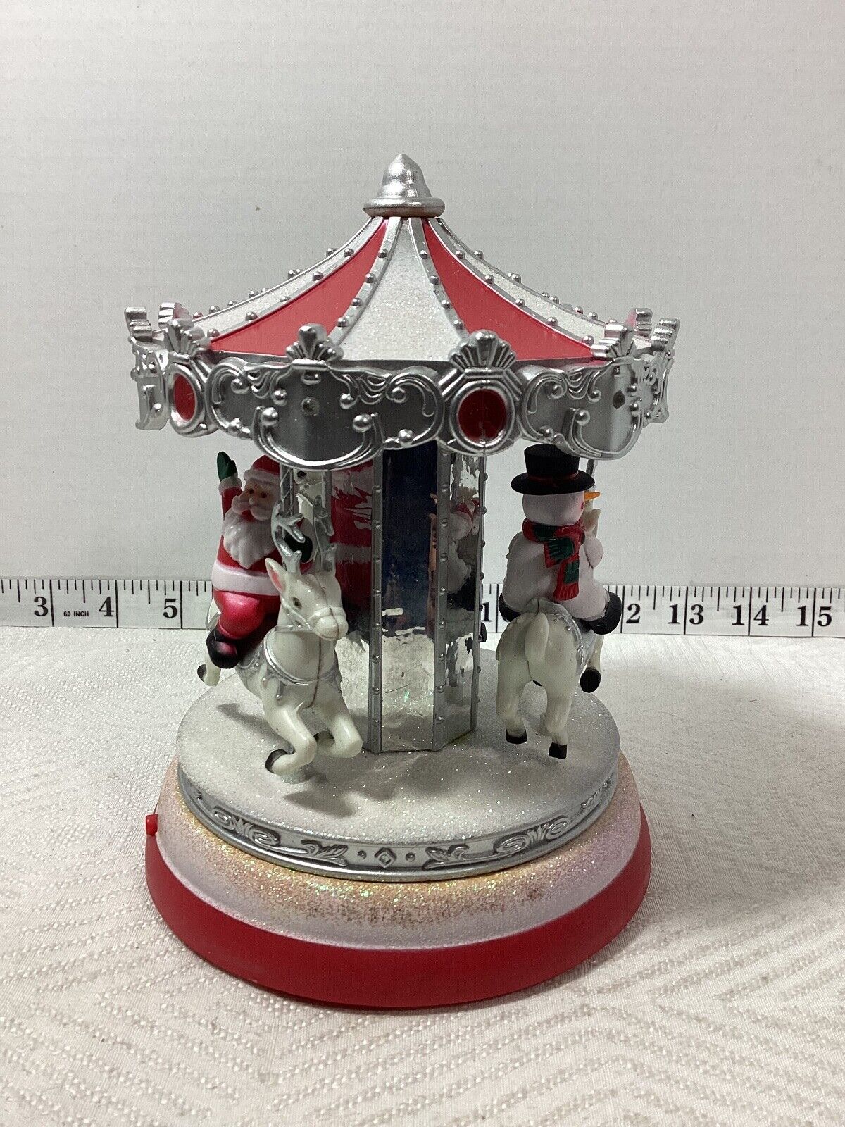 Holiday Time animated village amusement carousel red white Christmas songs