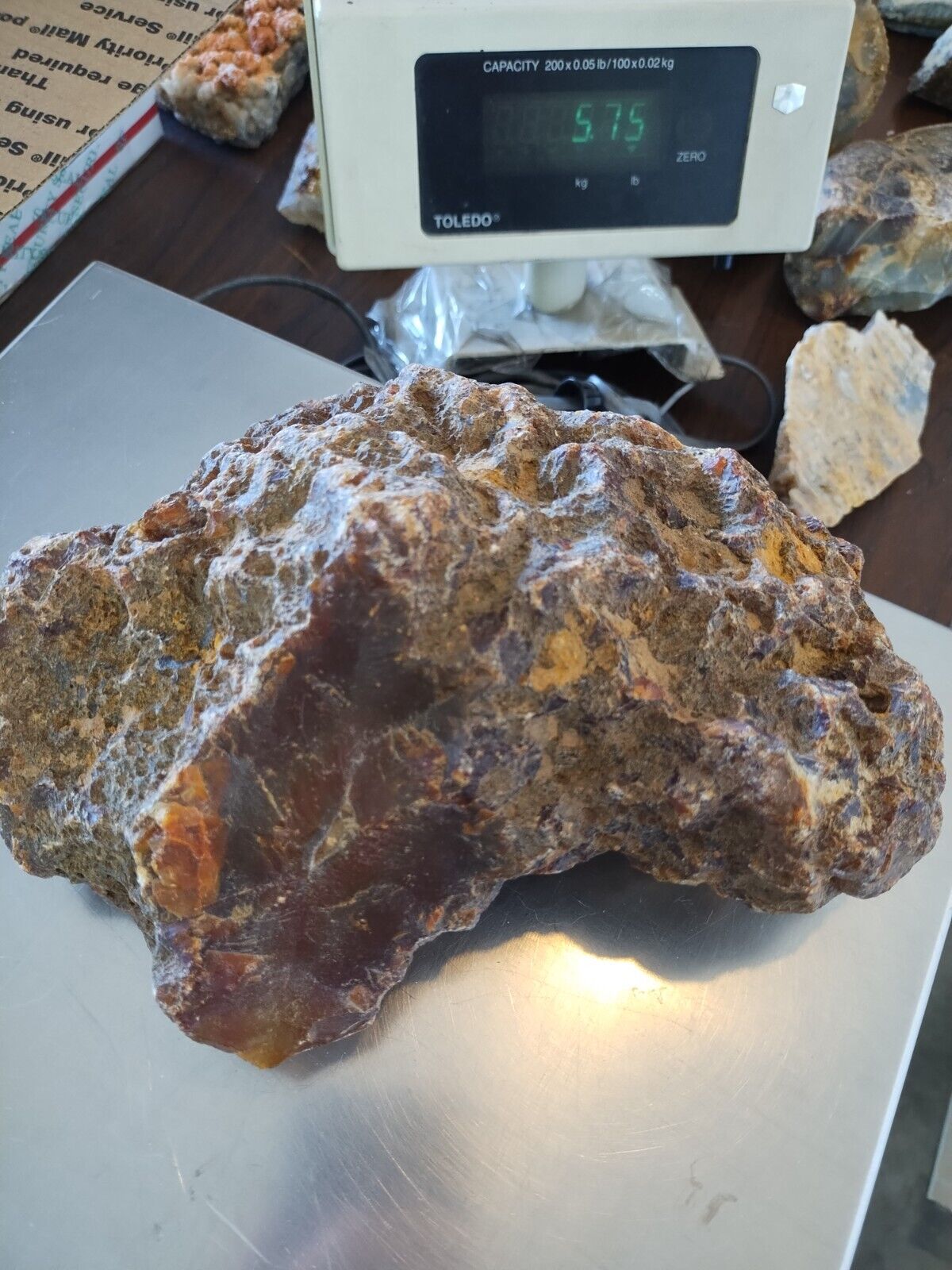 Carnelian Agate from Oregon,  Large rough piece.  Approx  5.75 LBS/2608 Grams