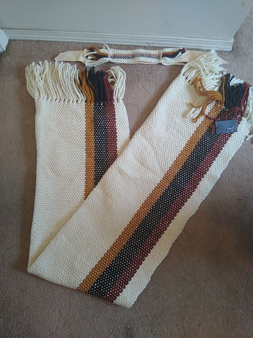 Native American Hand Woven Traditional Striped Blanket With Matching Headband