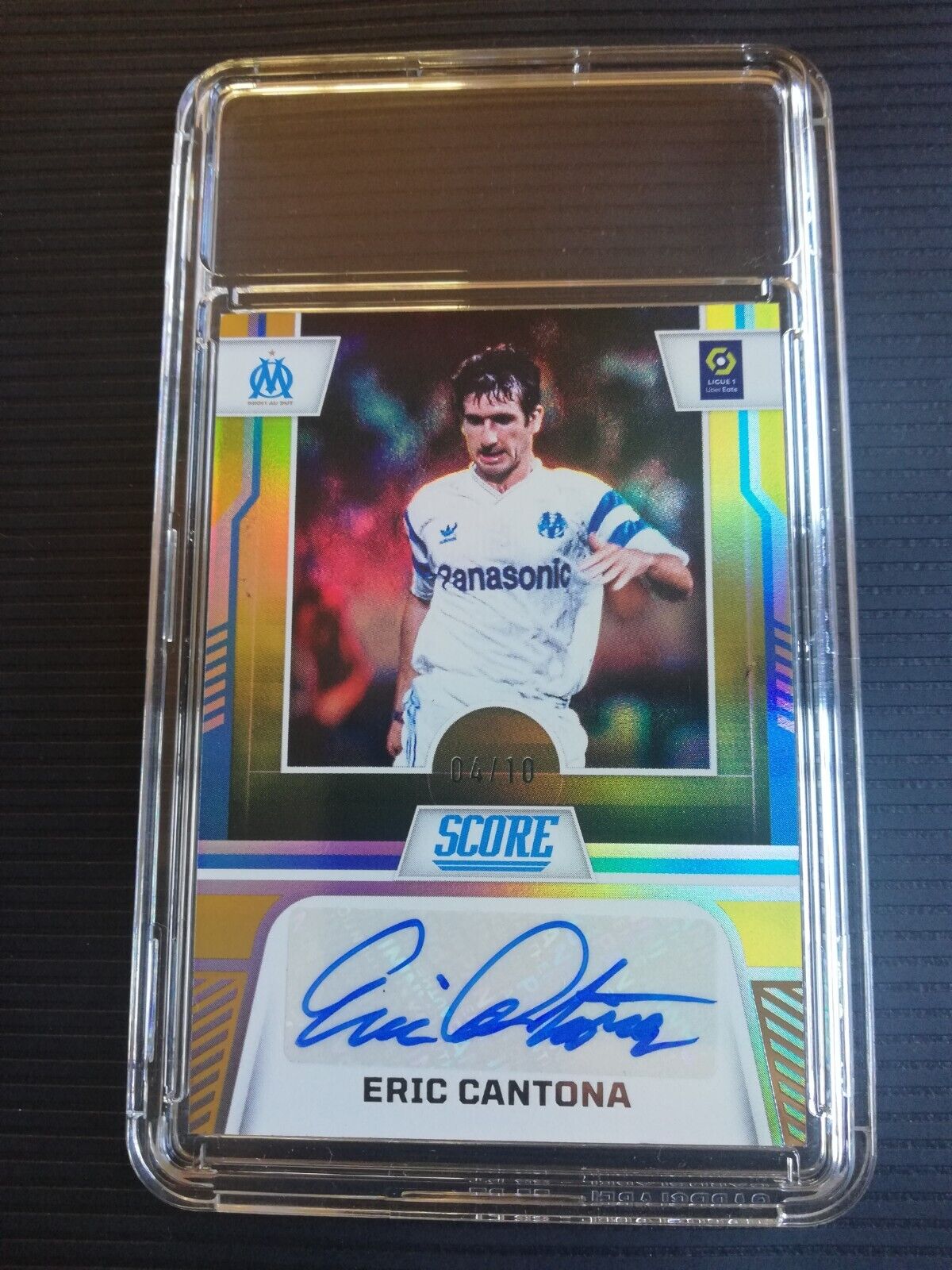 2023-24 league score sandwiches 1 Eric Cantona /10 gold auto signature Marseille OM