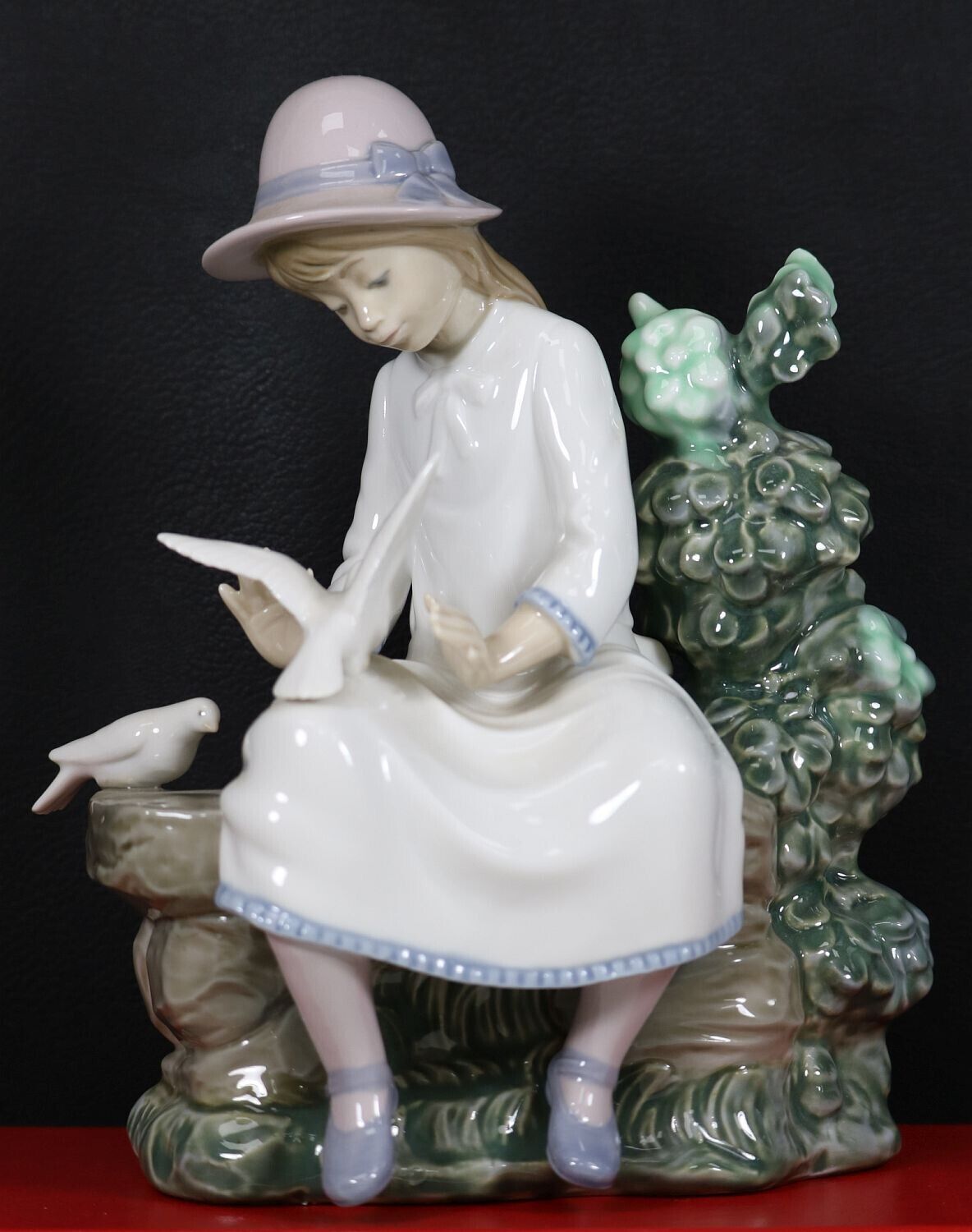 NAO by Lladro - Girl on Bench with Doves Figurine, Spain