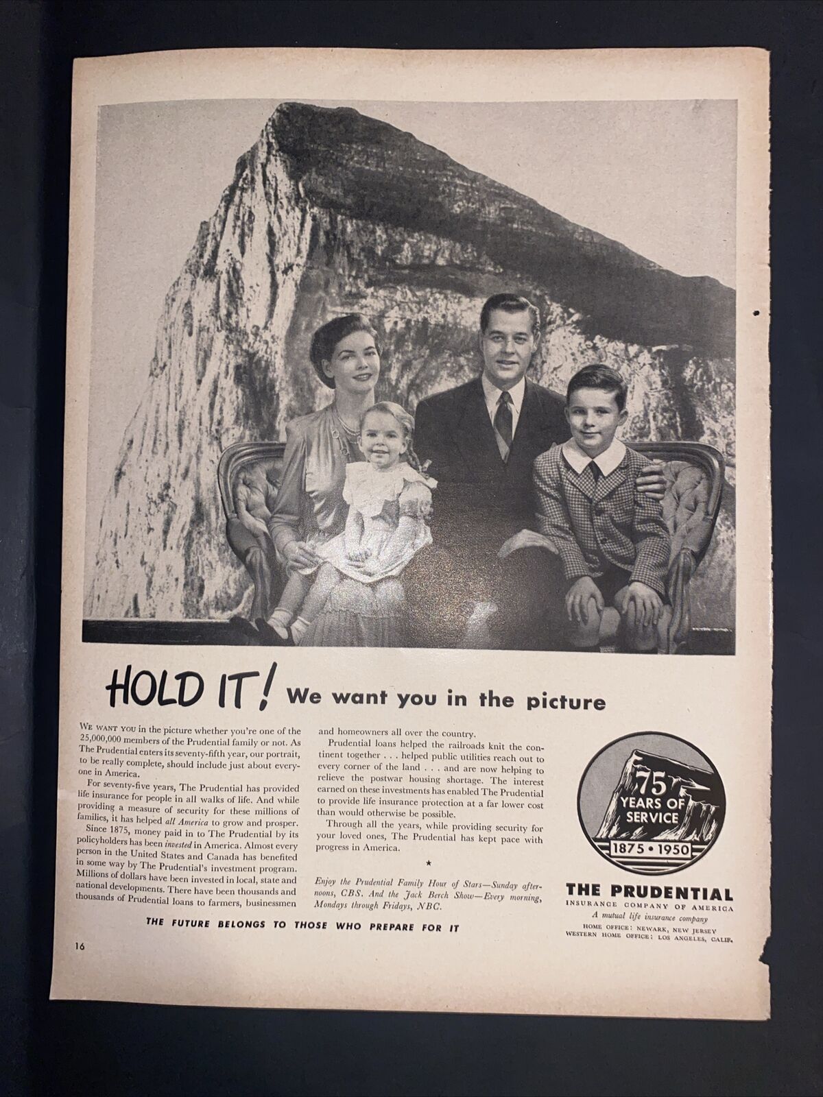 1950 Prudential Insurance Ad - Hold it We want you in the picture 