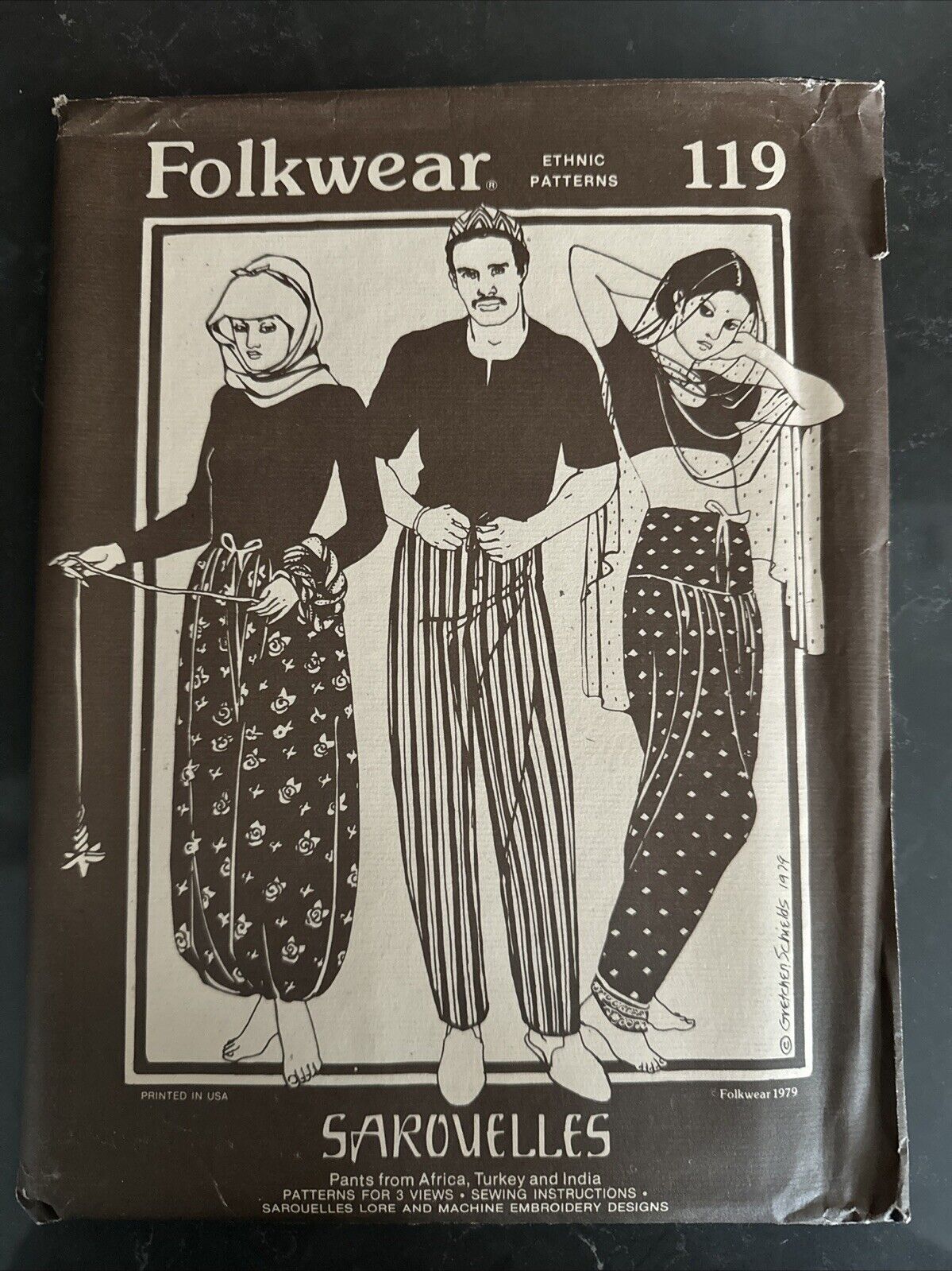 Vintage Sewing Pattern Folkwear Ethnic Patterns 119 Sarouelles Pants Africa Indi