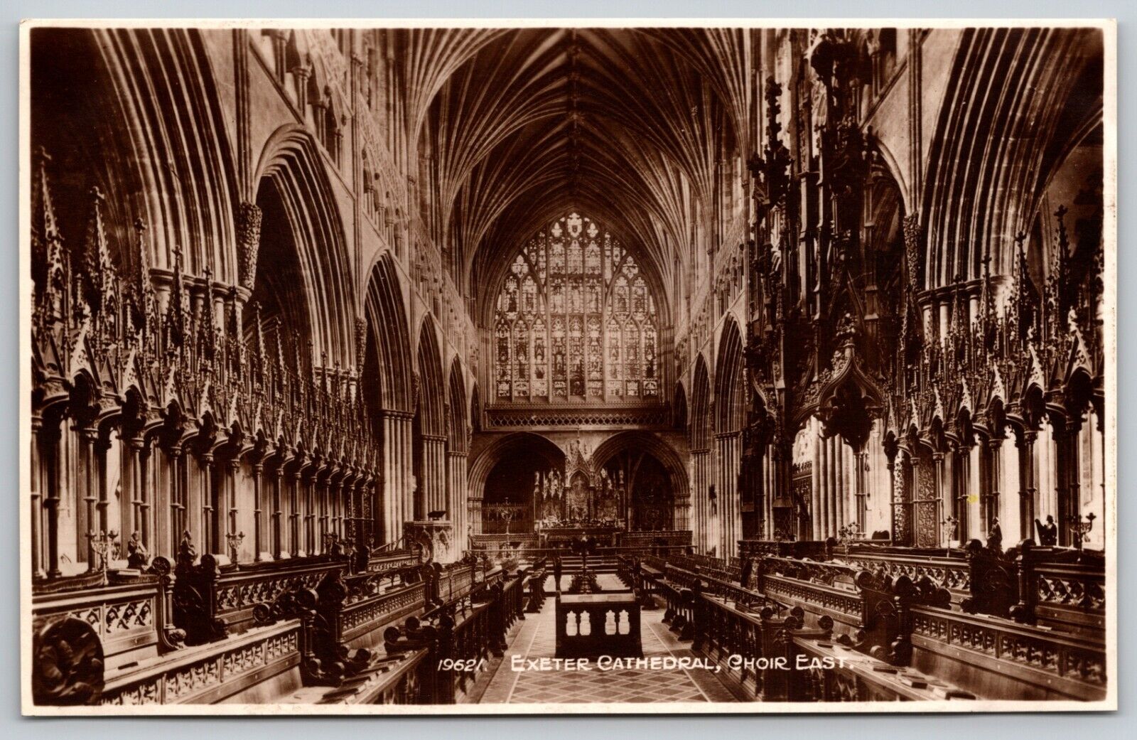 Exeter Cathedral England - Choir East - Frith\'s Series No 19621 - Postcard