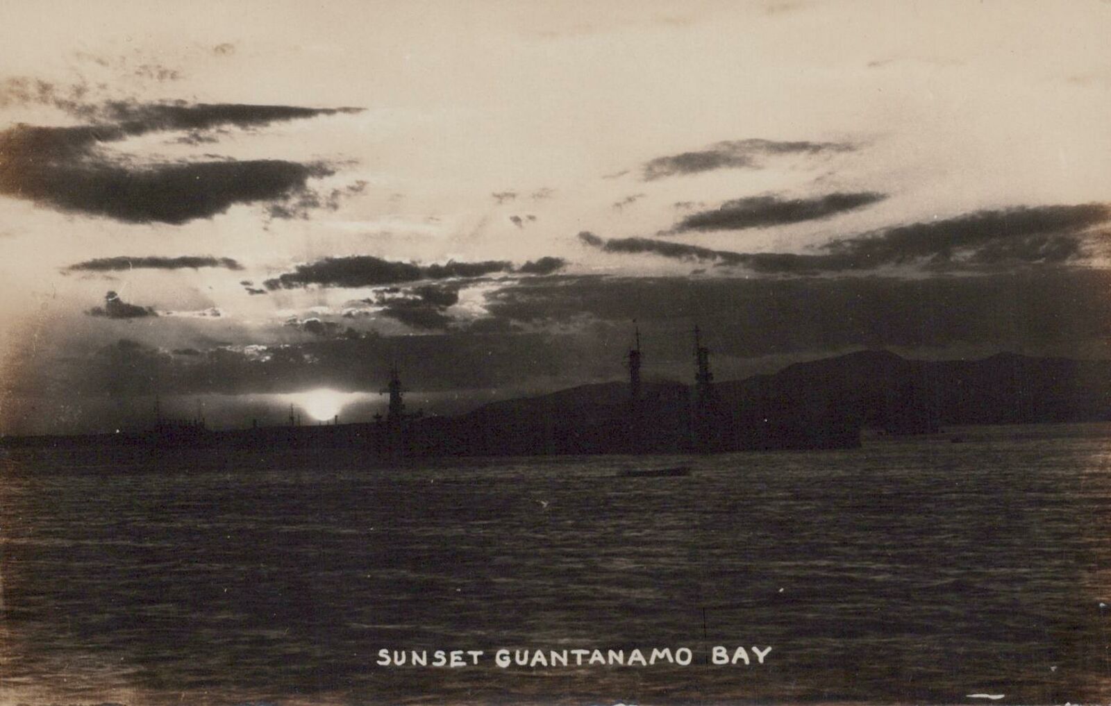 RPPC Postcard Sunset Guantanamo Bay Cuba 