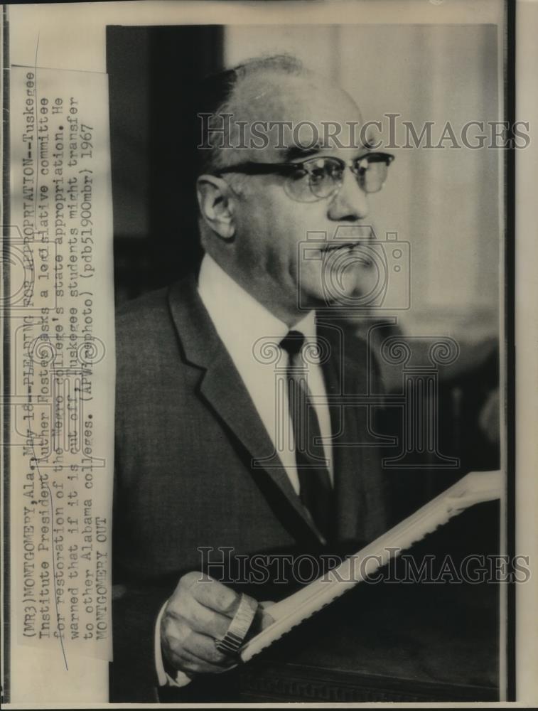 1967 Press Photo Luther Foster, Tuskegee Institute President, Montgomery, AL