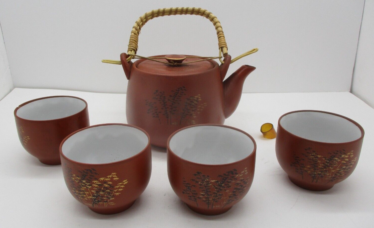 Vintage Clay Bamboo Design Tea Set