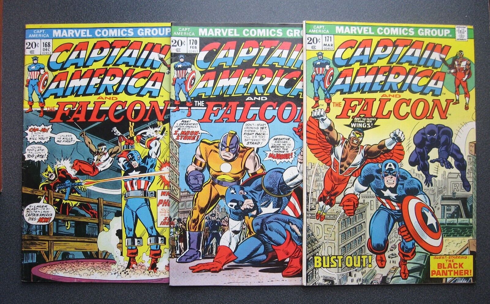 CAPTAIN AMERICA Lot of 3 Comics 168 170 171 Marvel 1973 1974 Mid-Grade
