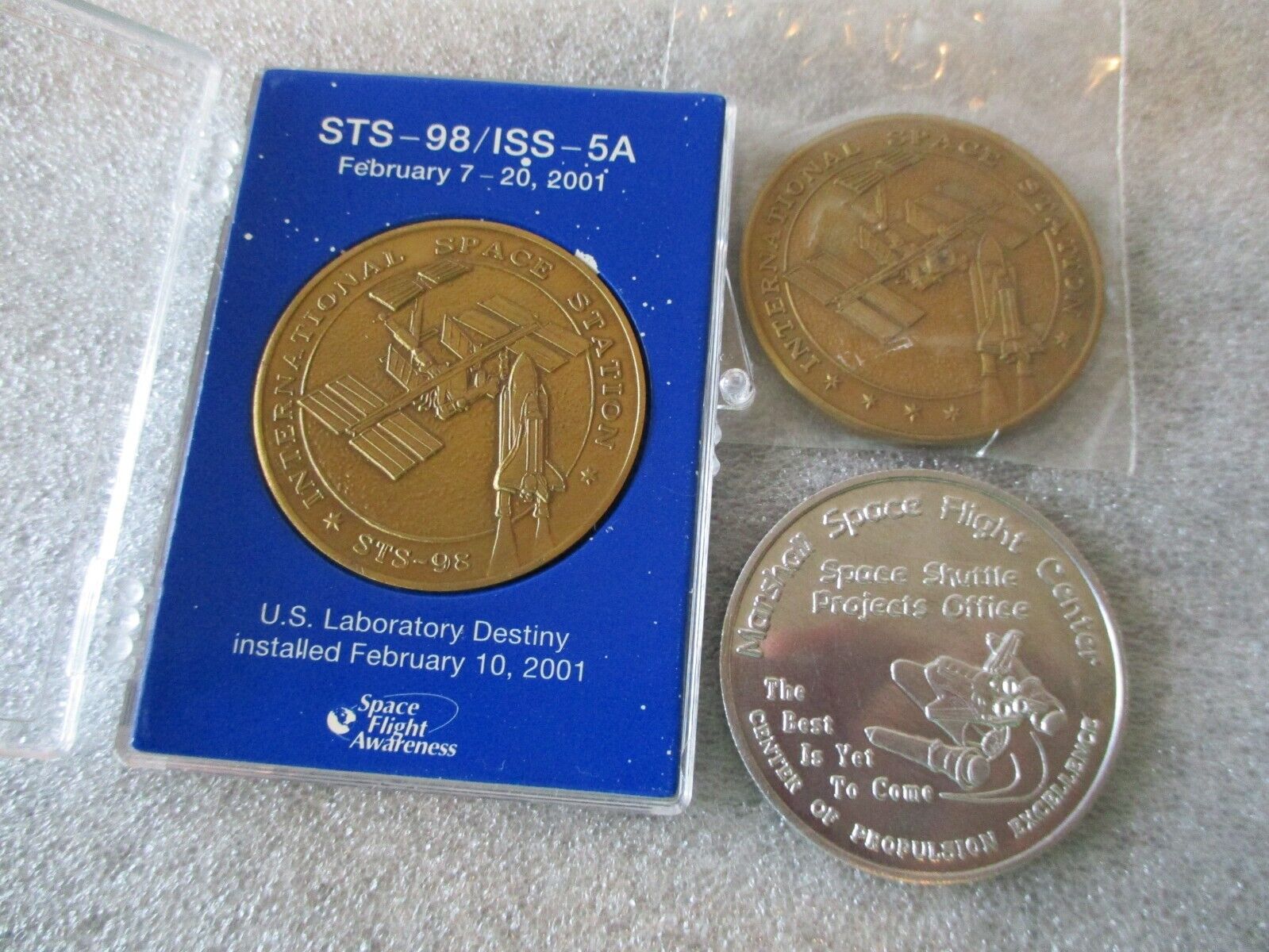 NASA MSFC SPACE SHUTTLE PROJECTS PROPULSION EXCELLENCE COIN + 2 ISS FLOWN COINS