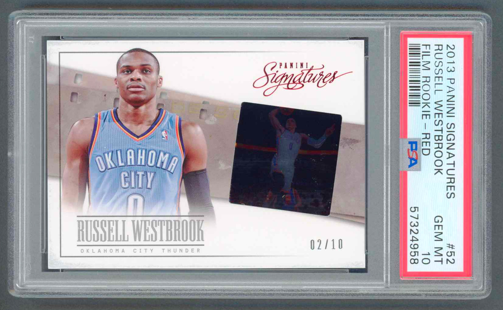 2013-14 Panini Signatures Film Red #52 Russell Westbrook 02/10 PSA 10