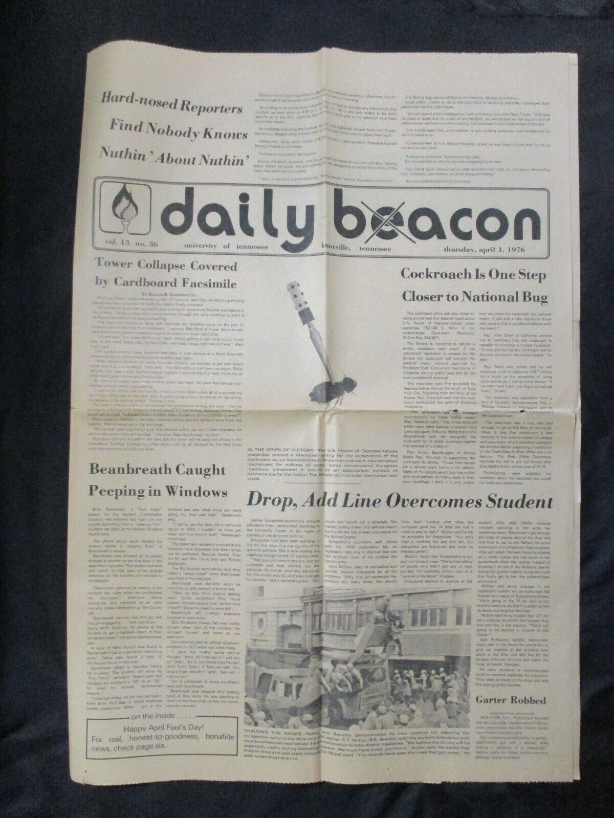 Original April 1, 1976 University of Tennessee Newspaper \