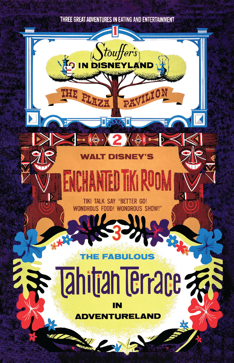 Disneyland Tahitian Terrace Enchanted Tiki Room Retro Disney Attraction Poster