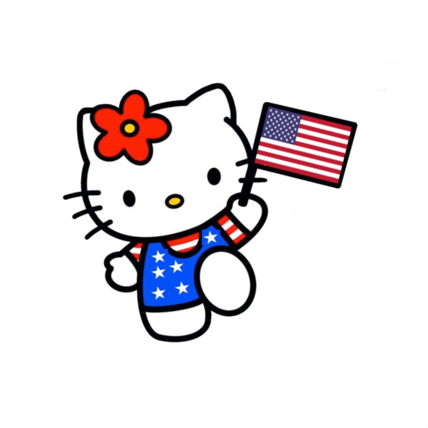 USA FLAG-HELLO KITTY-  STICKER DECAL,AMERICAN HELLO KITTY
