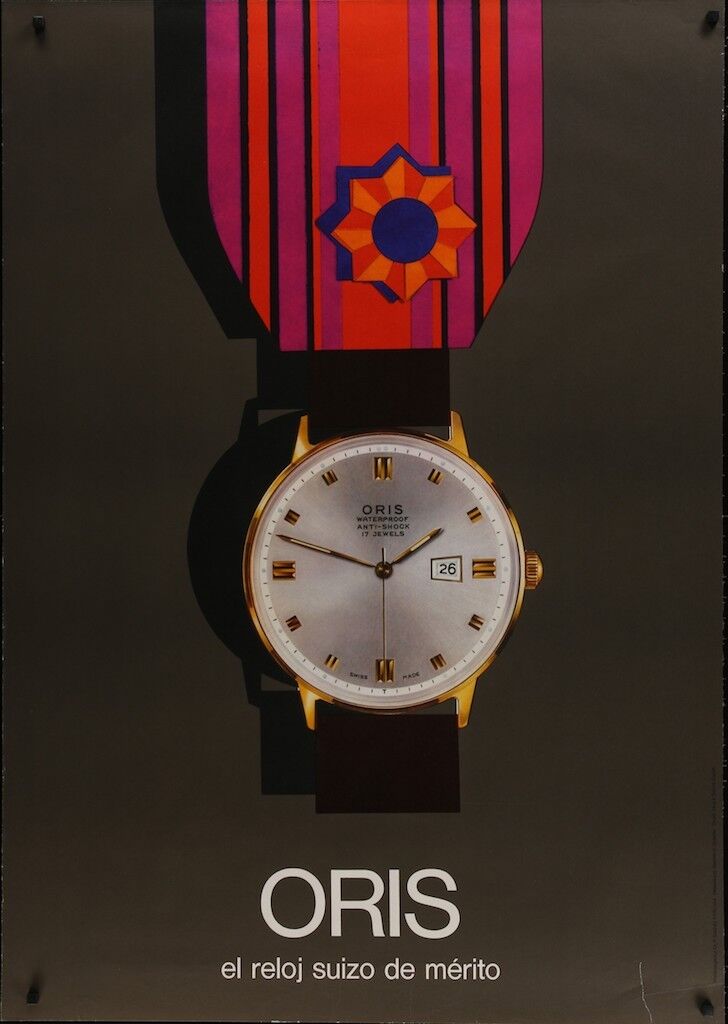 ORIS WATCH Vintage 1965 advertising Swiss poster 36x51 RARE Watches