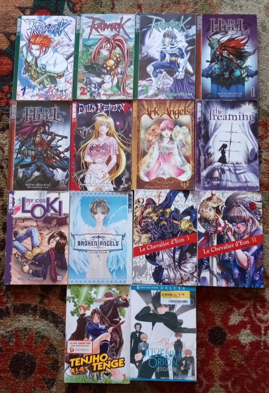 Tokyopop Manga lot of 14  : King of Hell, Ragnarok, Ark Angels, Chevalier books