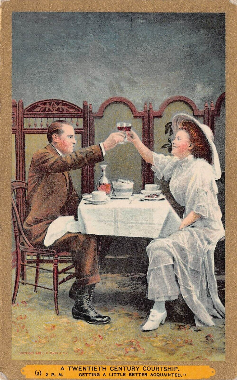 Valentines Day Modern Courtship Romance Love Suffragette Girl Vtg Postcard S5