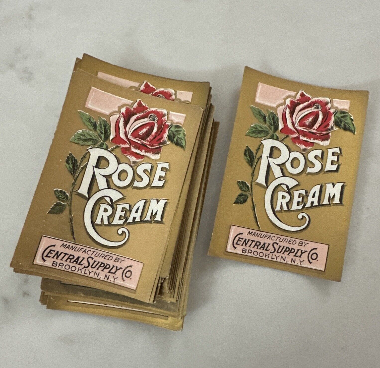 Vtg Lot 34 Rose Cream  Label Brooklyn Central Supply Co Advertising Beauty