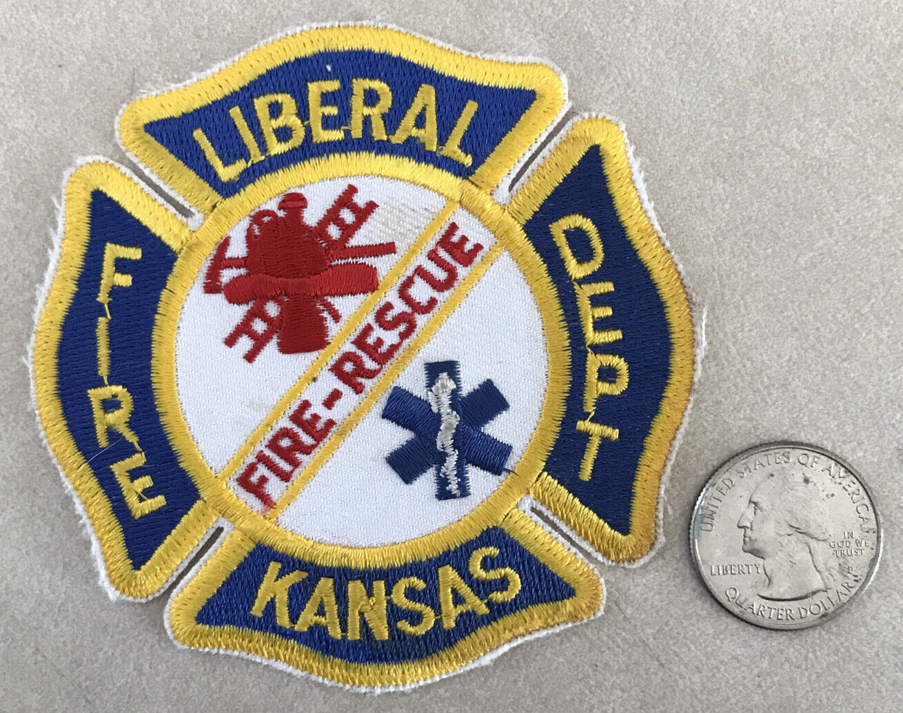 Vintage Liberal Kansas KS Fire Rescue Department Embroidered Sew On Patch