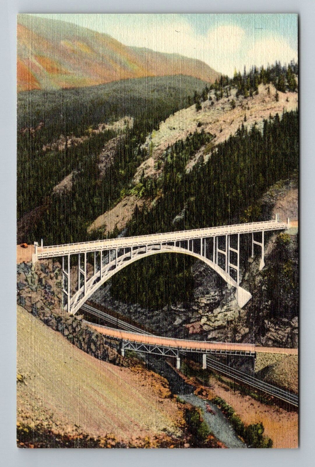 CO-Colorado High Bridge Over Eagle River Battle Mtn Highway Vintage Postcard