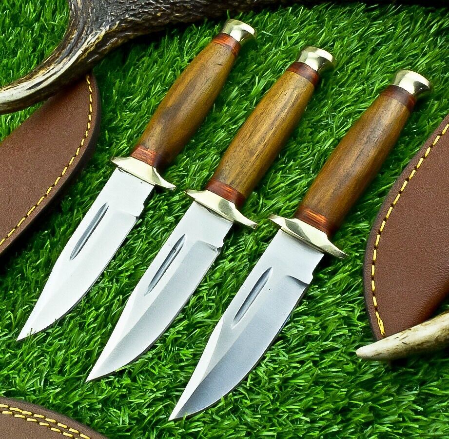 LOT OF 3 PCS Custom Hand Forged D2 Steel Blade Hunting Knife, Skinning Knives 6