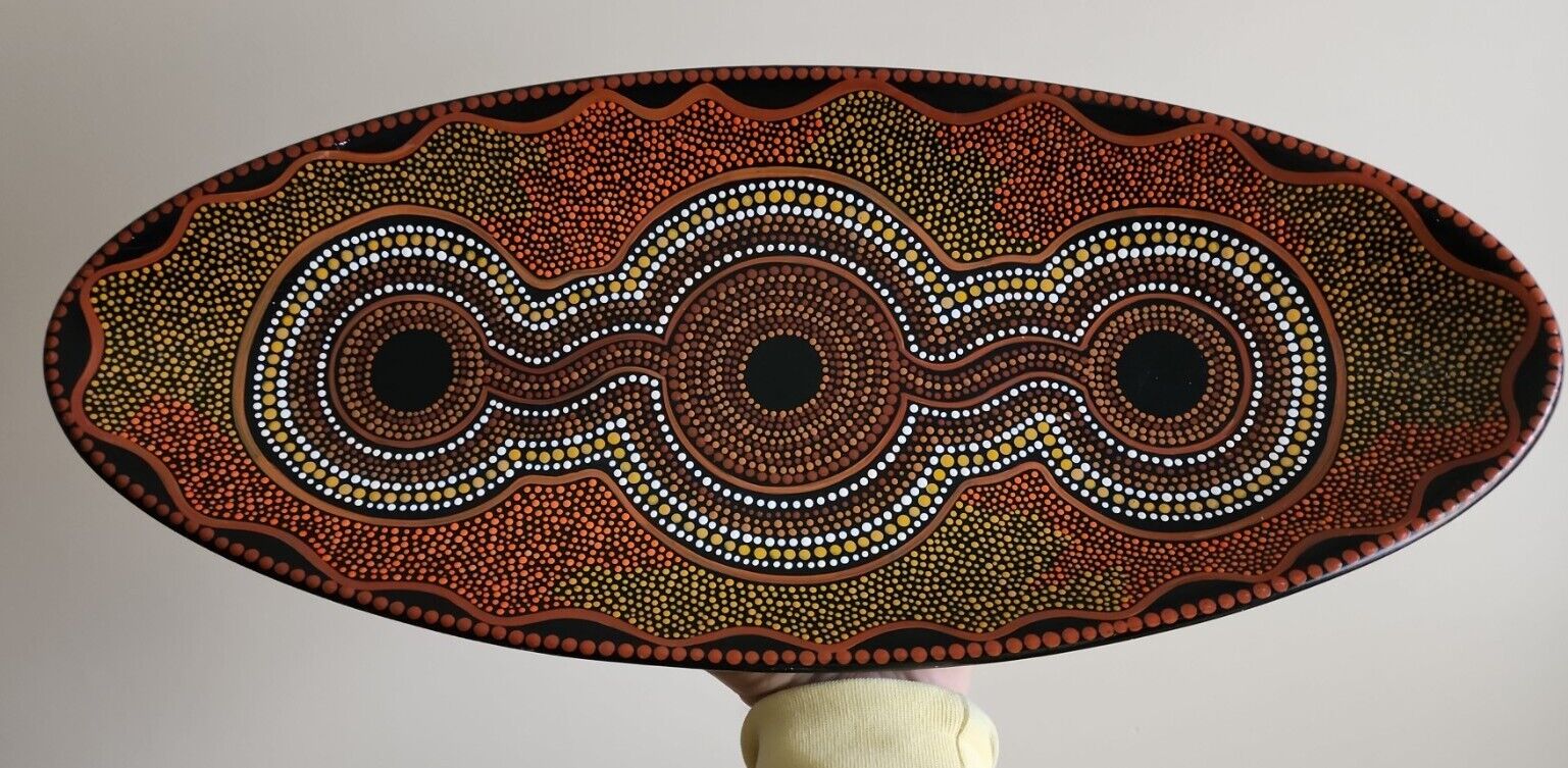 Pam Grandy Hall Aboriginal tribal art plate 20.5