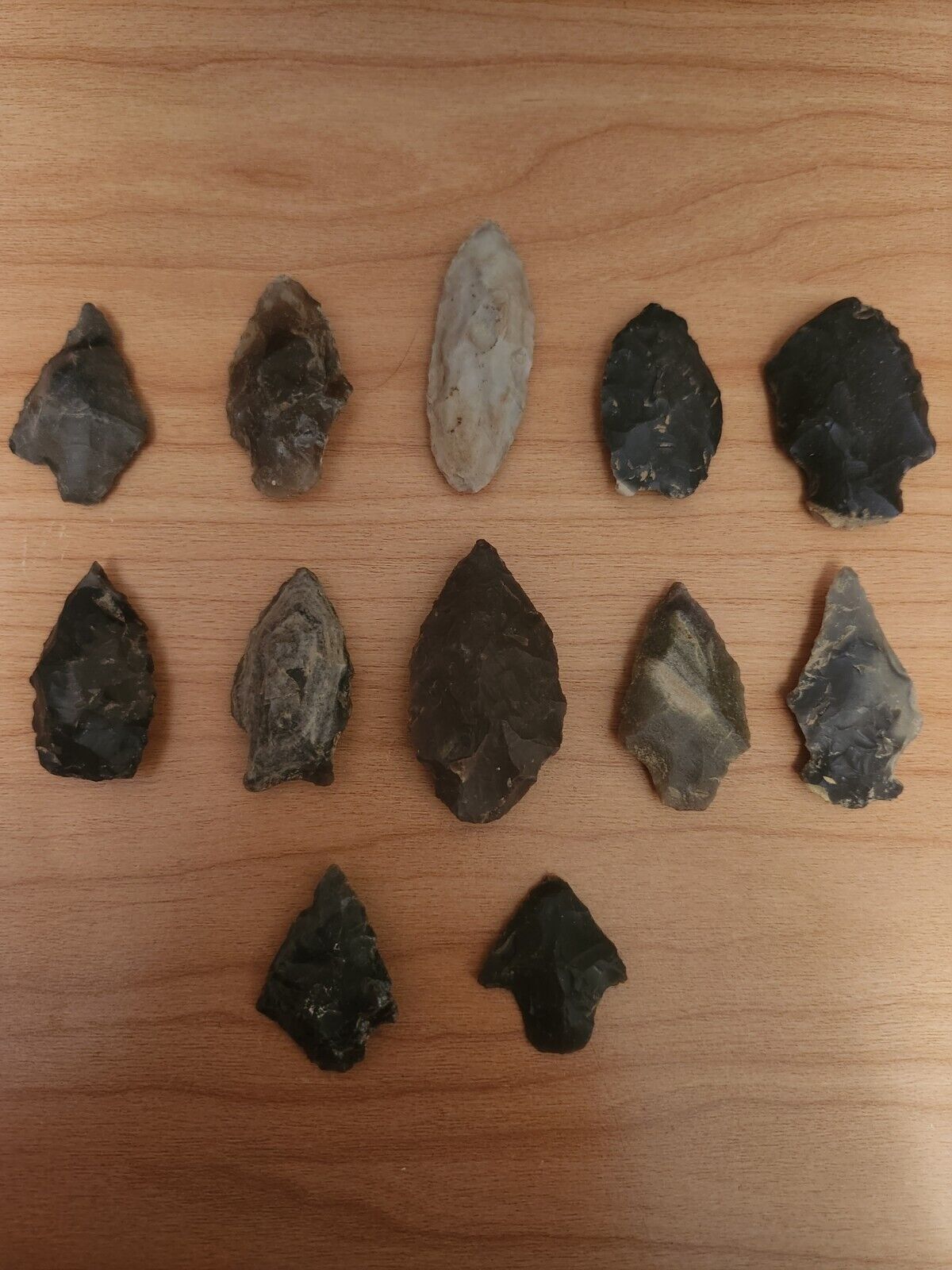 Authentic Arrowheads 12 Ohio River Native American Artifacts Lot Group