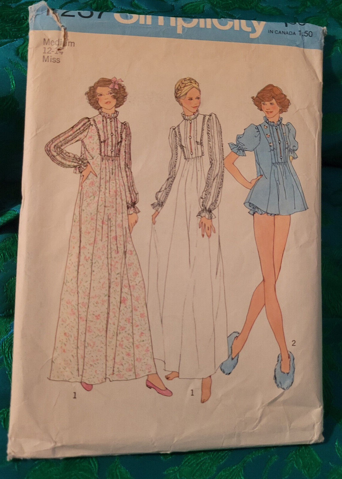 Vintage 1975 Simplicity Dress or Nightgown Pattern # 7237 size 12 - 14 Cut