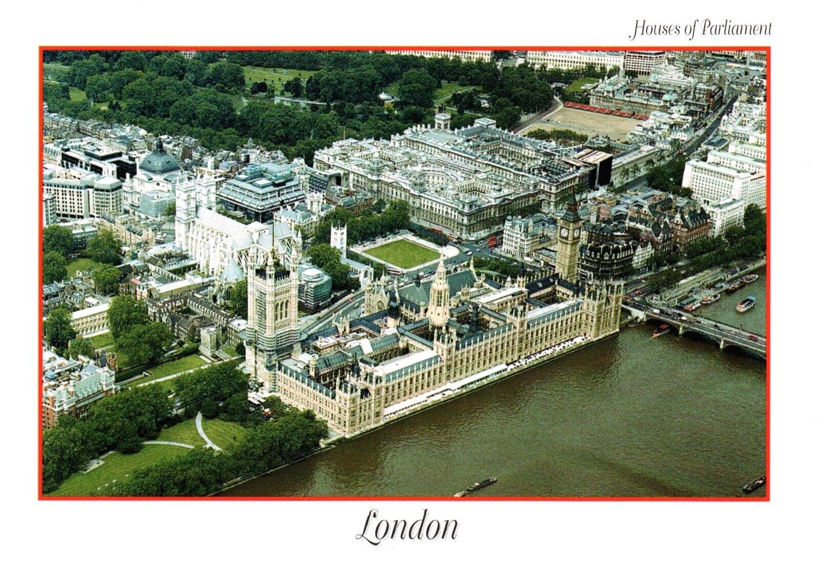 Postcard London Aerial View Houses of Parliament 