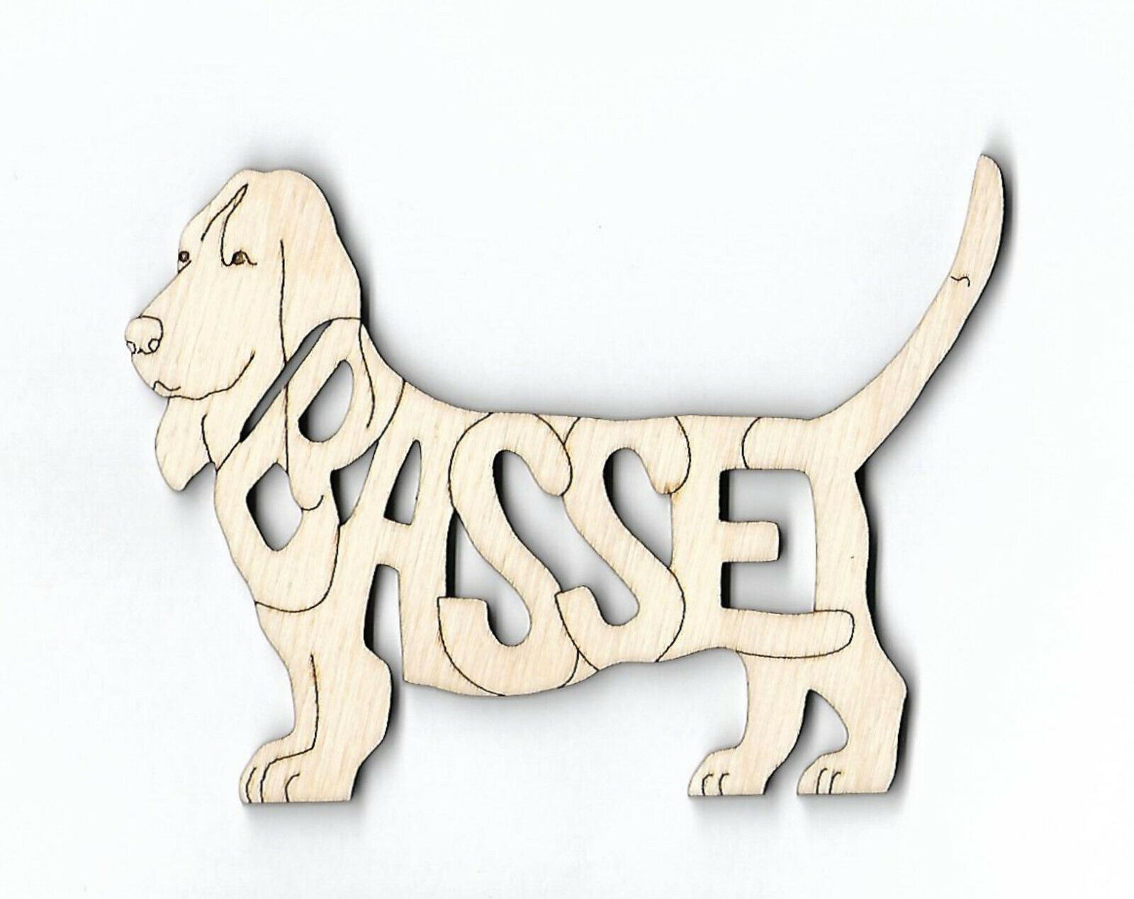 Basset Hound Dog laser cut and engraved wood Magnet 