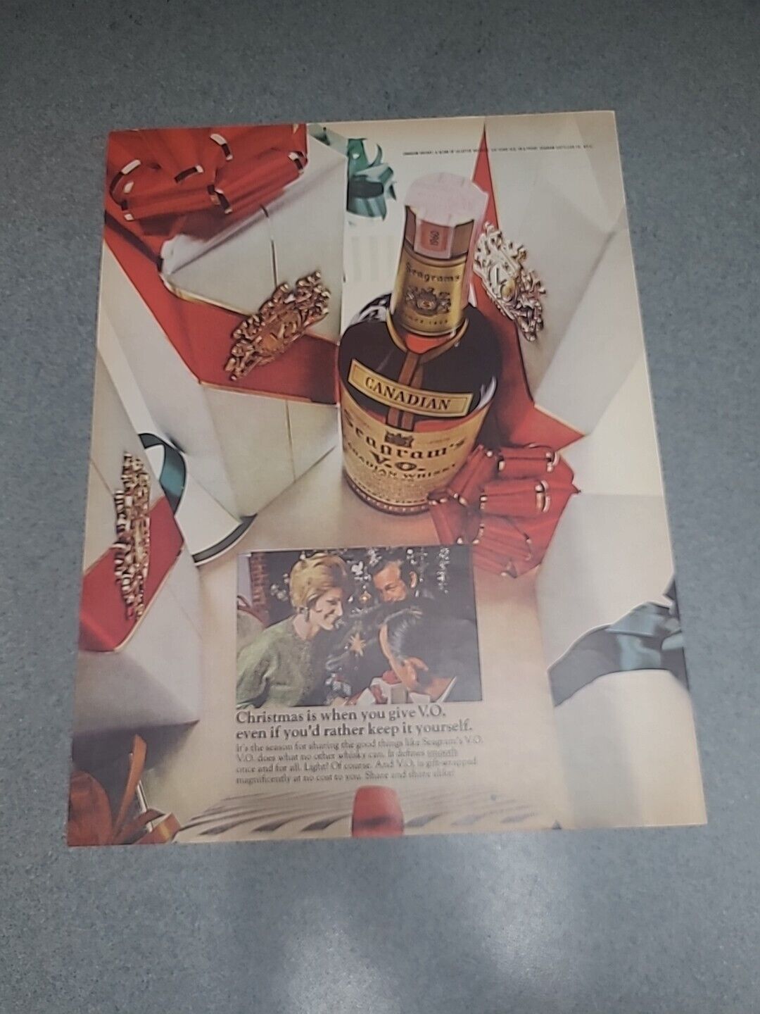 Seagrams V.O Canadian Whiskey Print Ad 1966 10x13 Great To Frame 