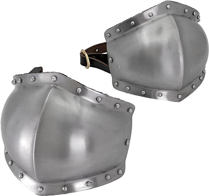 Medieval Renaissance Gothic Armor Knee Cap w/ Leather Straps