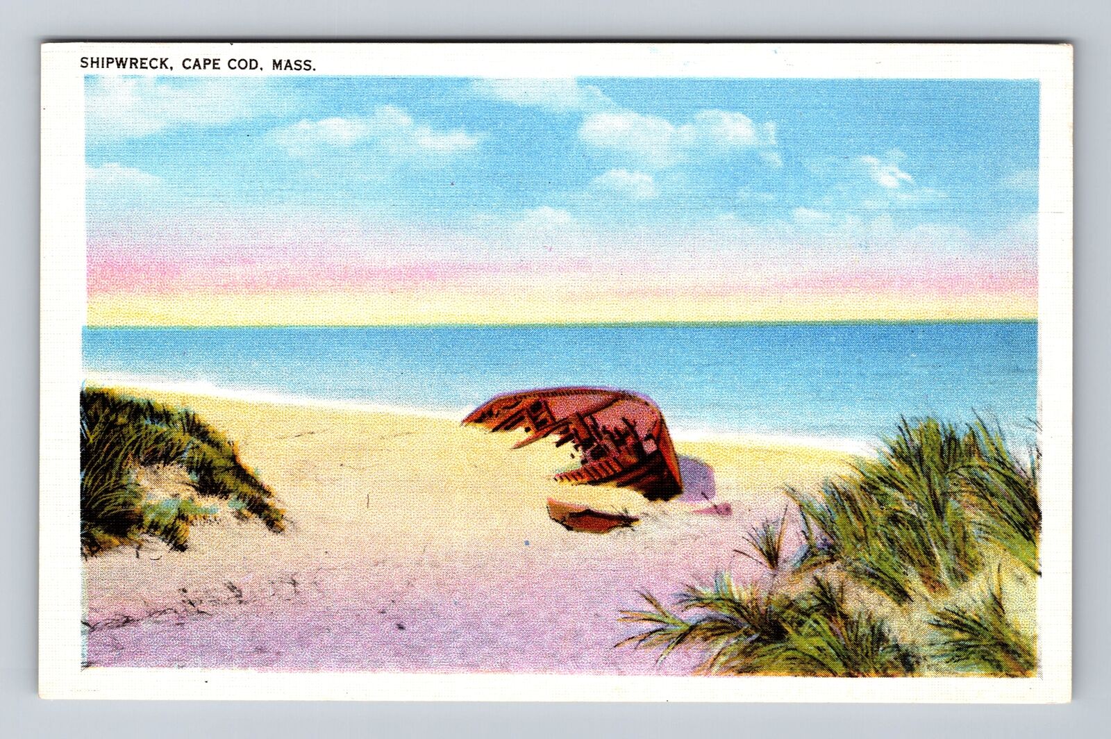 Cape Cod MA-Massachusetts, Schooner Annie Spindler Shipwreck Vintage Postcard