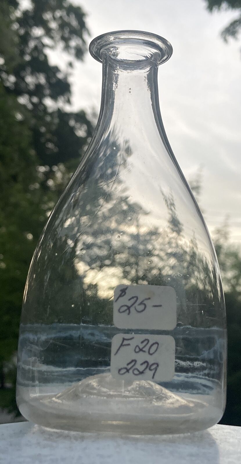 Antique Flask Bottle Nursing Glass 19th Century Clear Rough 5.25” Rough Pontil