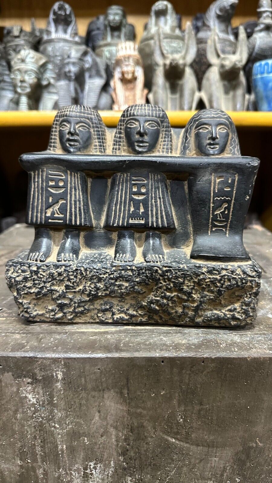Rare Ancient Egyptian Antiquities Of Statue The Family Group of Three Unique BC