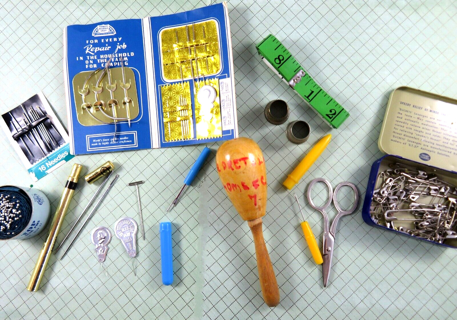 Vintage Home Economics Class Sewing Starter Kit Mixed Lot Used Partial
