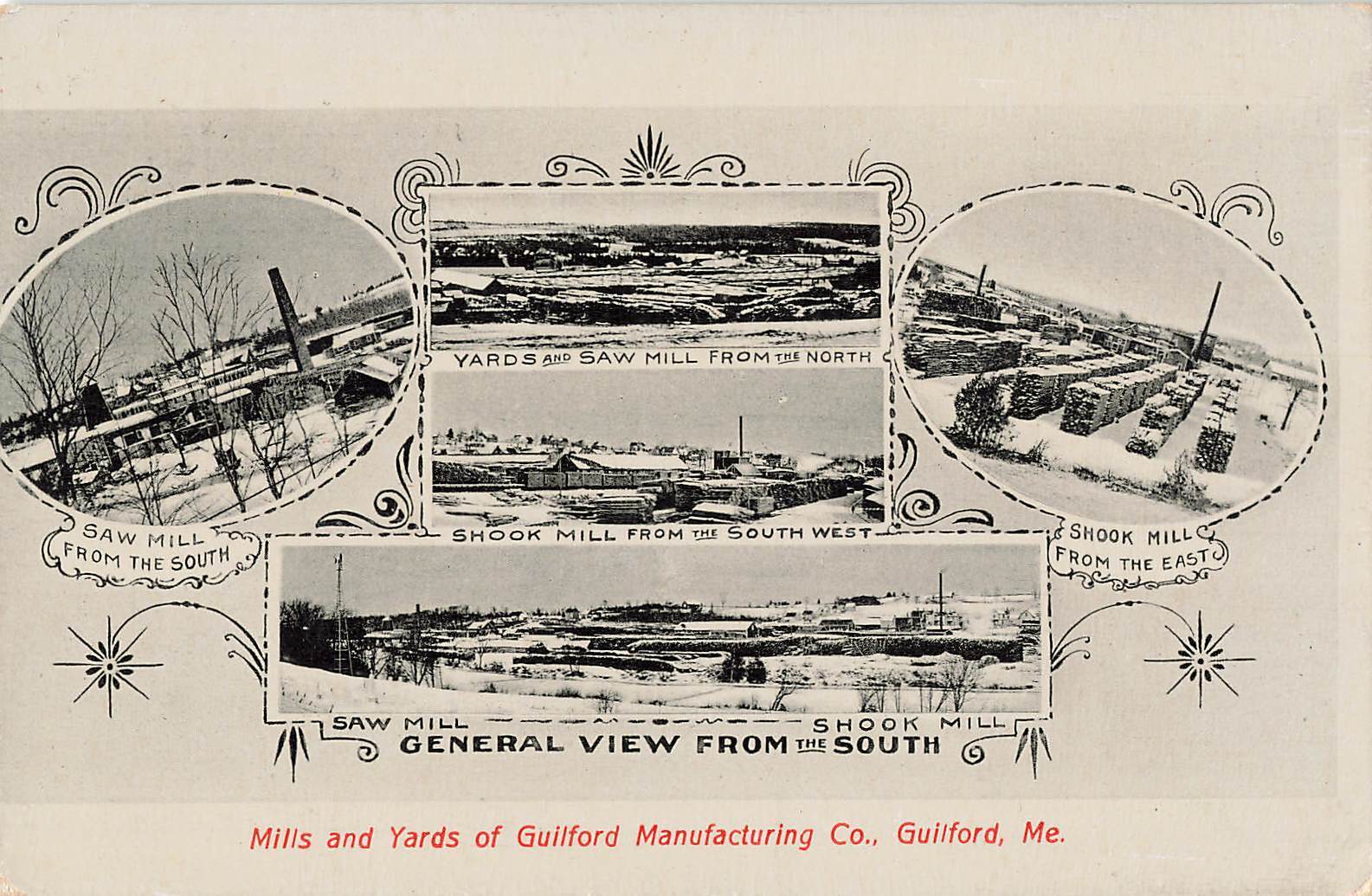 Vintage Postcard Mills & Yards of Guilford Manufacturing Co. Guilford Maine 1910