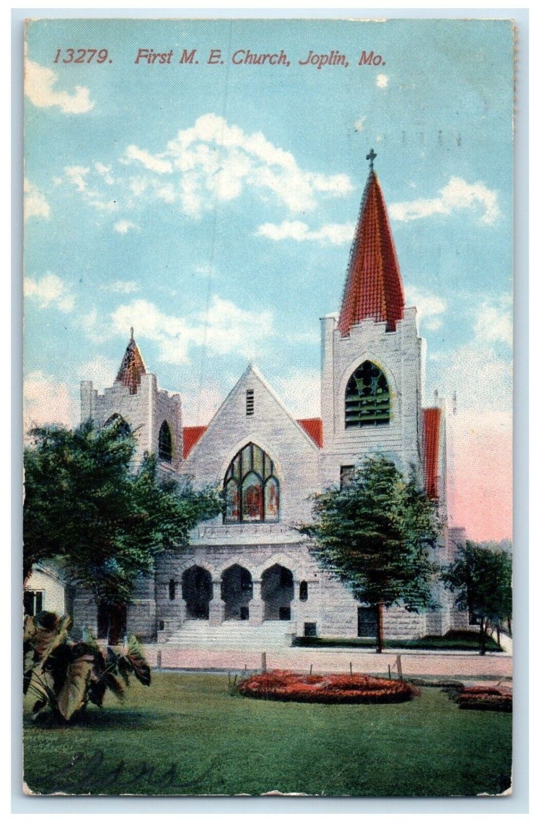 1913 First M.E. Church Chapel Exterior Building Joplin Missouri Vintage Postcard