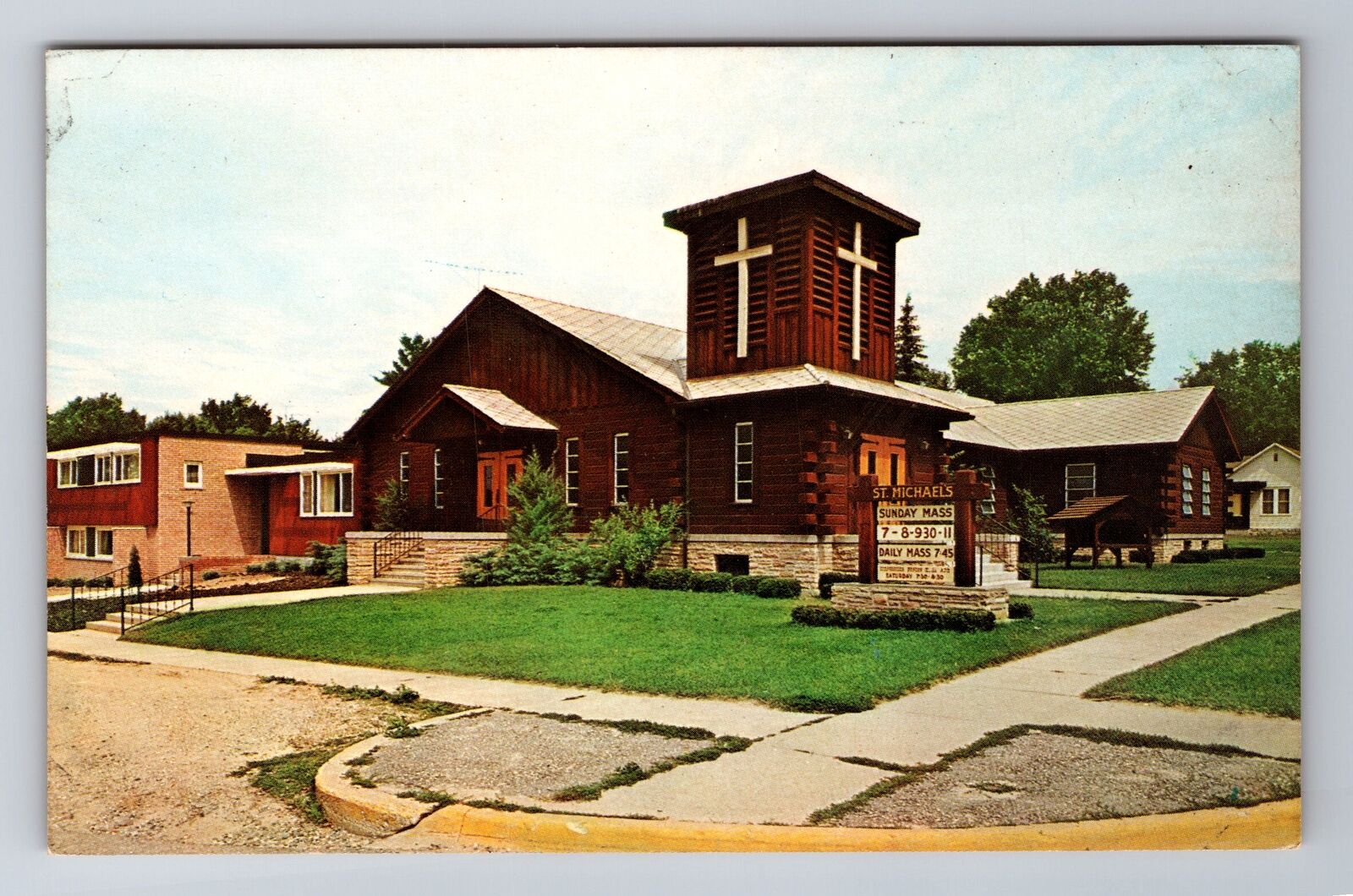 Roscommon MI-Michigan, St Michael\'s Church, Religion, Vintage Souvenir Postcard