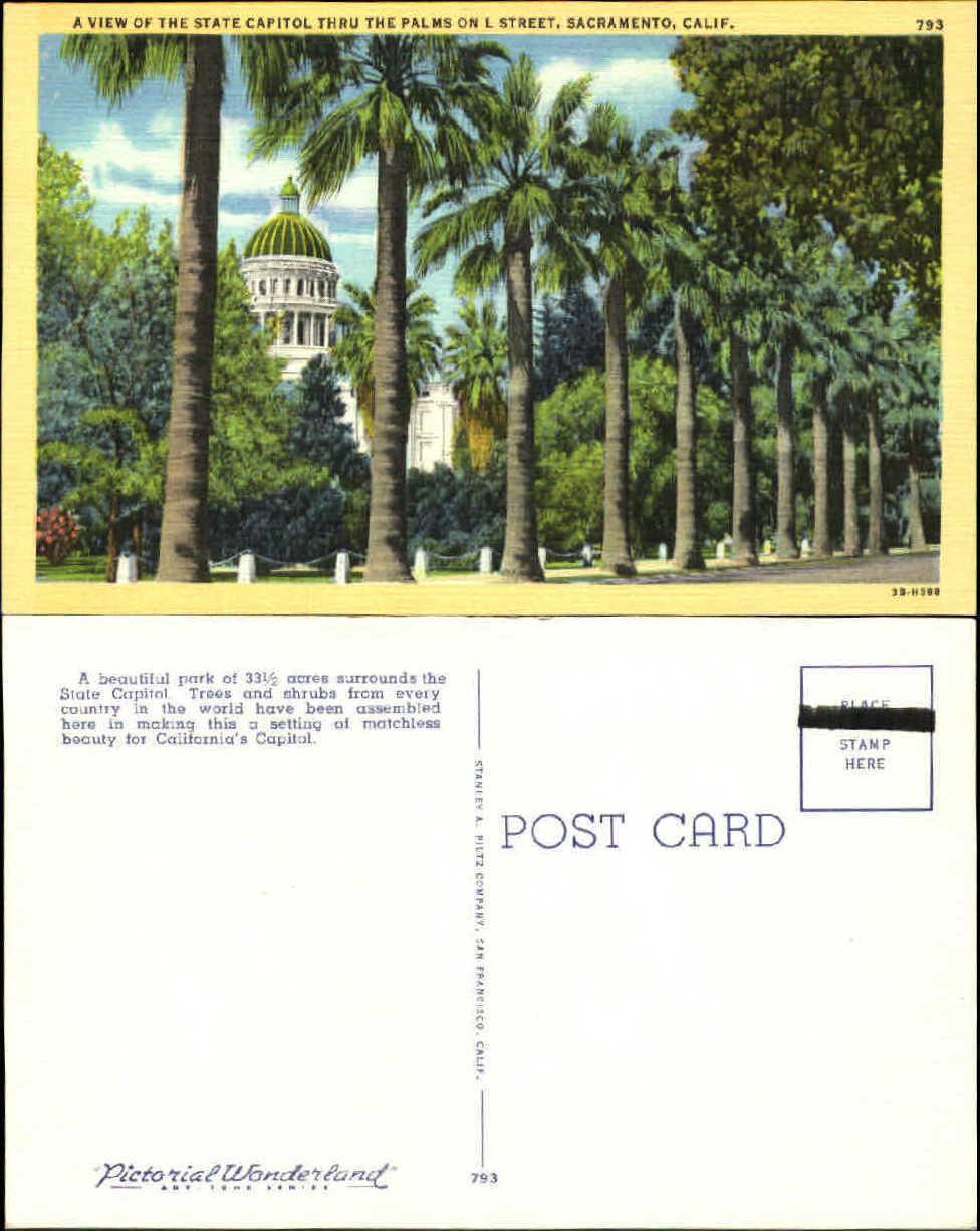 State Capitol Sacramento California palm trees ~ 1930s