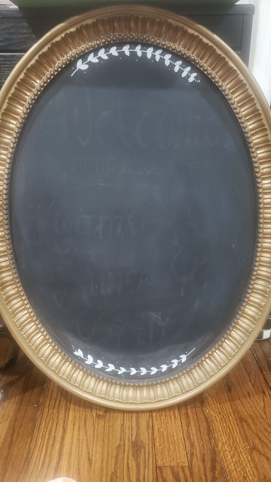 Vintage Gilt Large Wood frame Chalk Board 