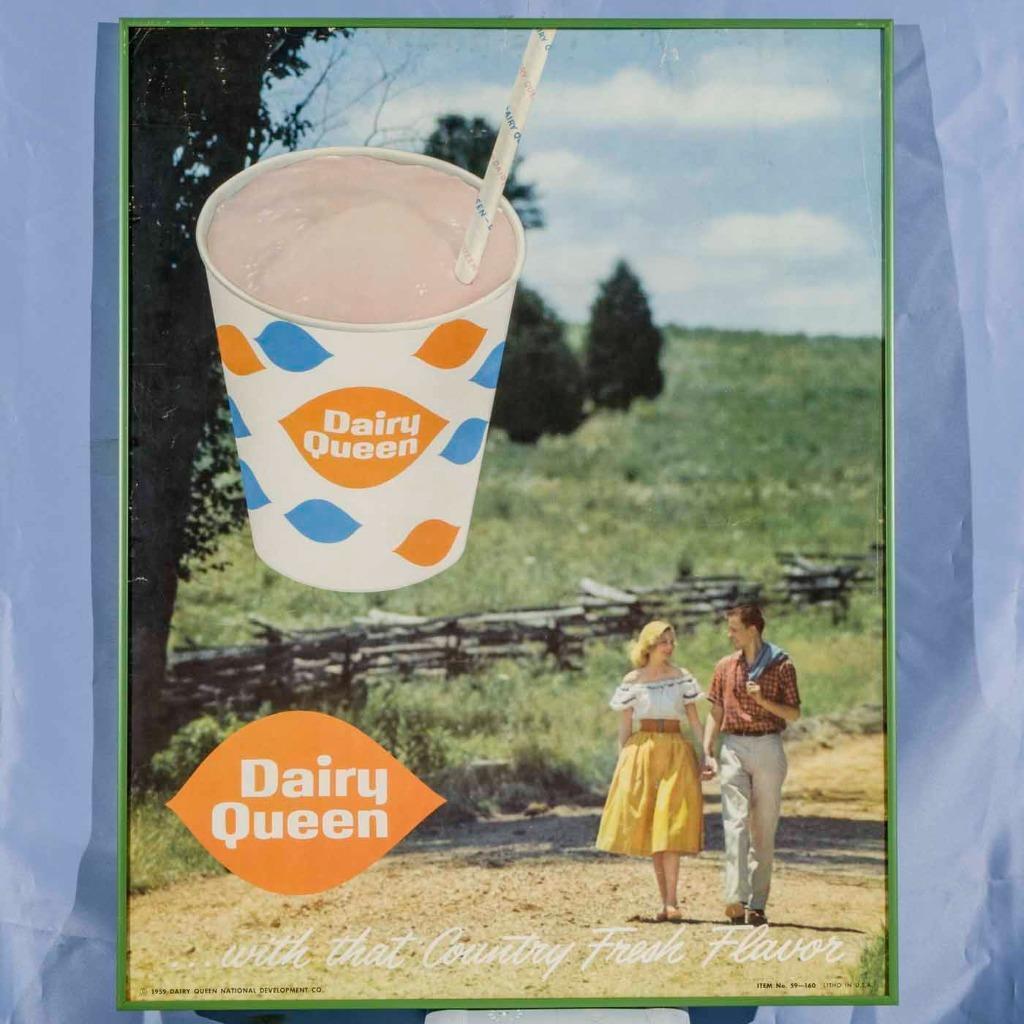 Original Dairy Queen Poster Framed 1959 Country Fresh Flavor Ice Cream