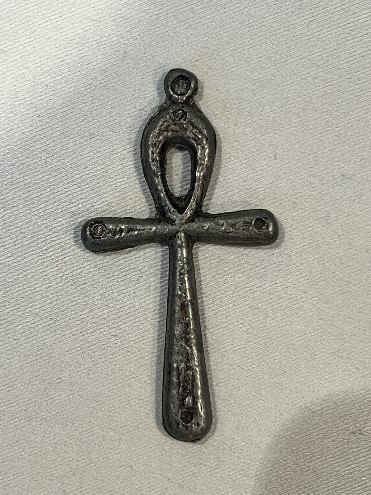Antique Religious ANKH Cross Pewter  C1900 Cast Metal/Pewter